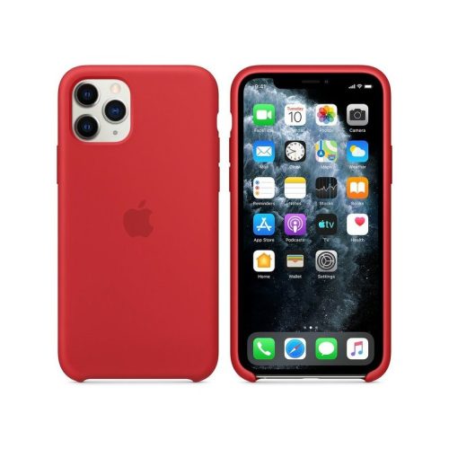 Apple gyári iPhone 11 Pro Max szilikon hátlap, tok, piros