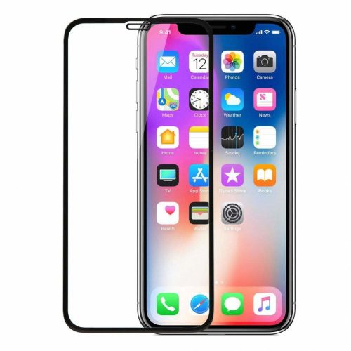 iPhone X/XS/11 Pro 5D Full Glue teljes kijelzős edzett üvegfólia, 9H keménységű, fekete