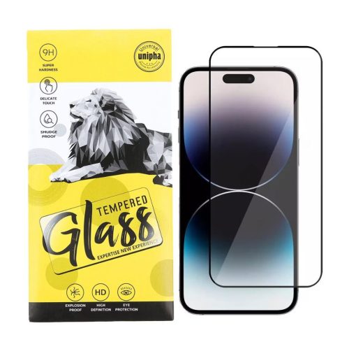 iPhone 14 Pro 9D Full Glue teljes kijelzős edzett üvegfólia (tempered glass) 9H keménységű, fekete