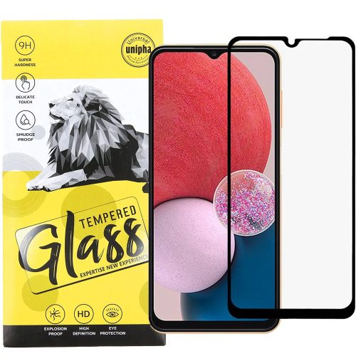 Samsung Galaxy A14 4G/A14 5G 5D Full Glue teljes kijelzős üvegfólia (tempered glass) 9H keménységű, fekete