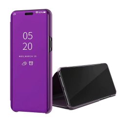   Clear View Case cover Xiaomi Redmi 9 oldalra nyíló tok, lila