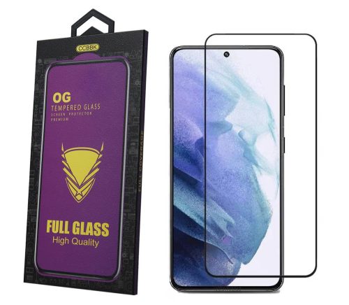 OG Premium Samsung Galaxy A22 5G 5D Full Glue teljes kijelzős üvegfólia (tempered glass) 9H keménységű, fekete