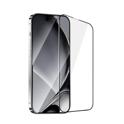 Edzett üvegfólia metal frame iPhone 16 Pro 6,3" fekete kerettel