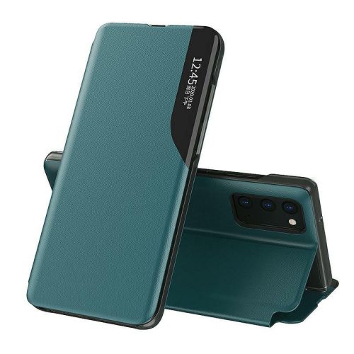 Eco Leather View Case Samsung Galaxy A12 oldalra nyíló tok, zöld