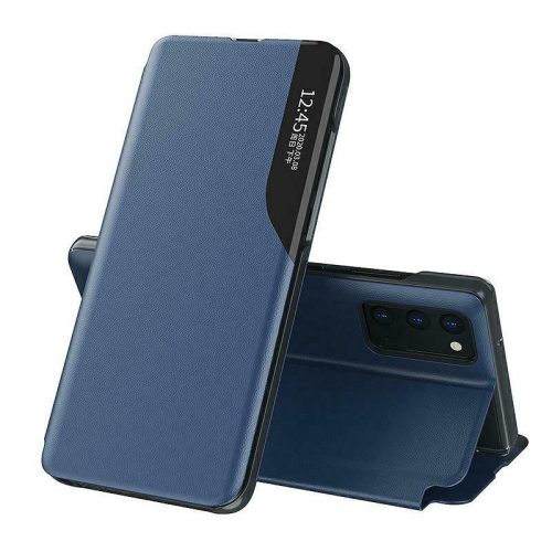 Eco Leather View Case Samsung Galaxy S21 Ultra oldalra nyíló tok, sötétkék