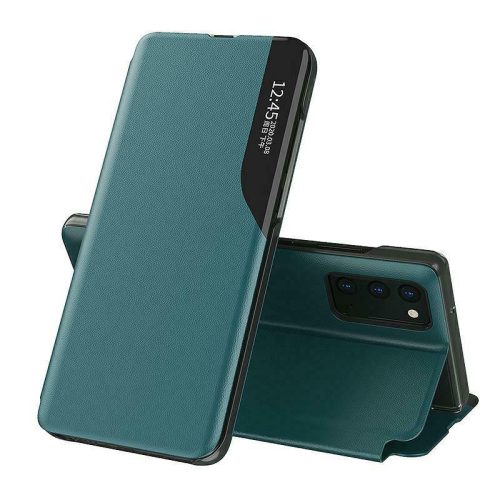 Eco Leather View Case Samsung Galaxy A22 5G oldalra nyíló tok, zöld