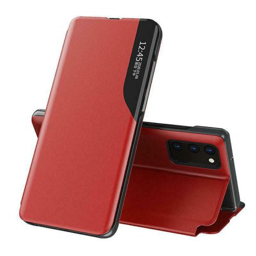 Eco Leather View Case Samsung Galaxy A22 5G oldalra nyíló tok, piros