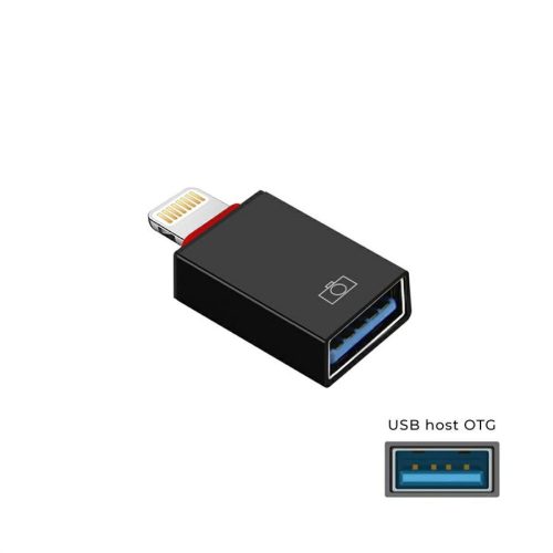 Lightning (Apple) - USB-A host OTG átalakító adapter, fekete