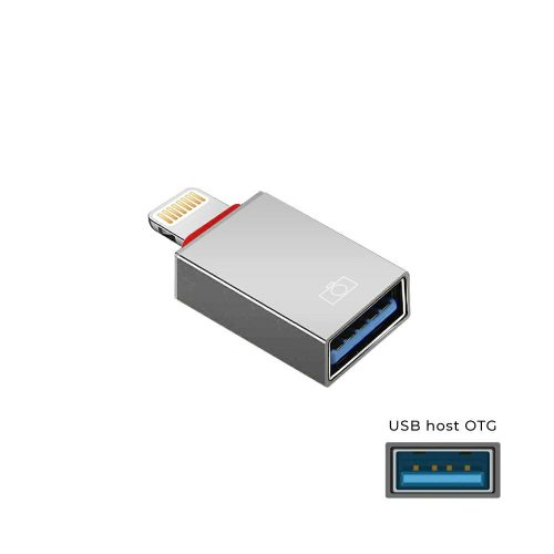 Lightning (Apple) - USB-A host OTG átalakító adapter, ezüst