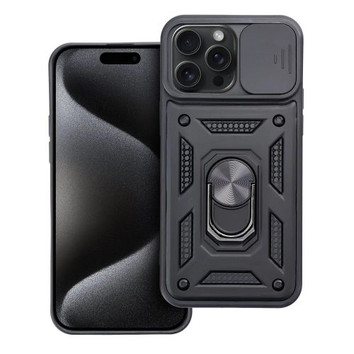 Slide Camera Armor Case iPhone 15 Pro Max ütésálló hátlap, tok, fekete