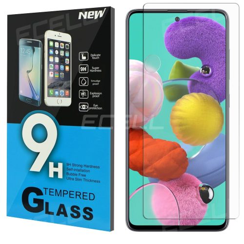 Samsung Galaxy A51/A51 5G kijelzővédő edzett üvegfólia (tempered glass) 9H keménységű (nem teljes kijelzős 2D sík üvegfólia), átlátszó