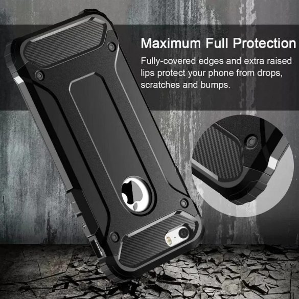 Hybrid Armor Tough Rugged iPhone 5/5S/SE ütésálló hátlap, tok, fekete