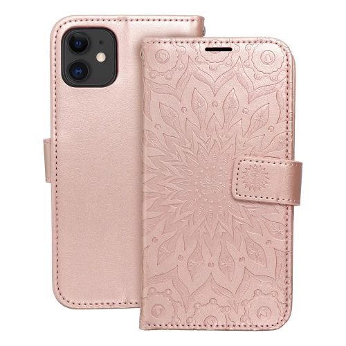 Mezzo Mandala iPhone 11 oldalra nyíló tok, rozé arany