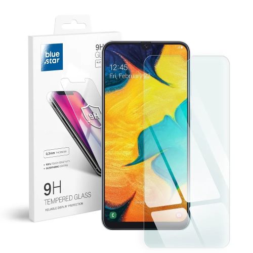 Blue Star Samsung Galaxy A30 kijelzővédő edzett üvegfólia (2D nem teljes kijelzős sík üvegfólia), 9H, átlátszó