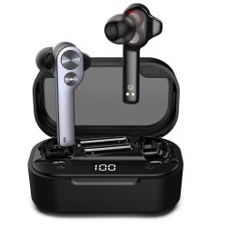   UiiSii TWS808 Bluetooth sztereó headset akkumulátoros töltő tokkal, Apple és Android kompatibilis, fekete