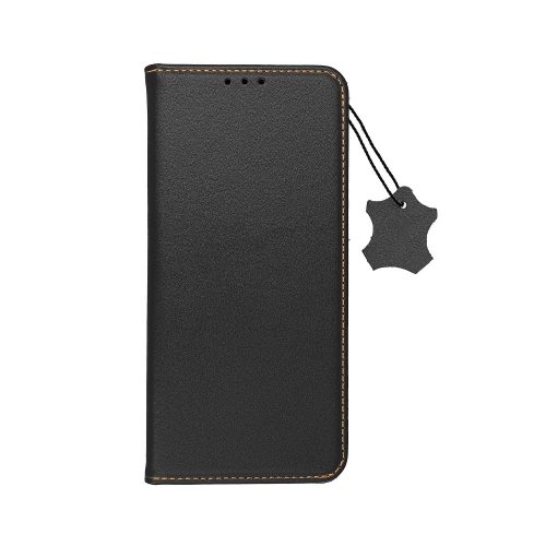 Genuine Leather Smart Pro iPhone 13 Mini eredeti bőr oldalra nyíló tok, fekete