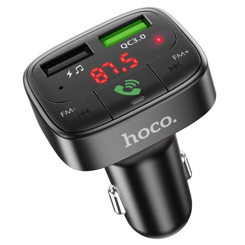 Hoco E59 univerzális QC3.0 Bluetooth FM Transmiter, autós töltő, 2xUSB, 18W, fekete