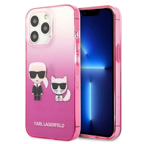 Karl Lagerfeld KLHCP13LTGKCP Gradient Ikonik Karl & Choupette iPhone 13/13 Pro 6.1" hátlap, tok, rózsaszín