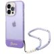 Guess GUHCP14LHGCOHU iPhone 14 Pro 6.1" hátlap, tok Translucent Pearl Strap, lila