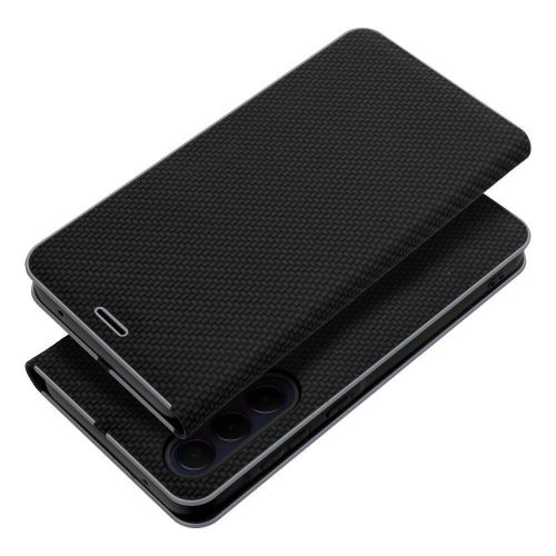 LUNA Book Carbon oldalra nyíló tok Xiaomi Redmi Note 10 5G/Poco M3 Pro/Poco M3 Pro 5G, fekete