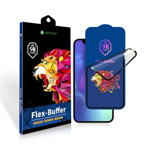 Bestsuit Flex-Buffer Hybrid Glass 5D üveg antibakteriális Biomaster bevonattal Apple iPhone 13 mini, fekete