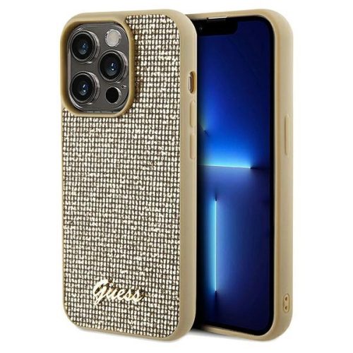 Guess Disco Metal Script Case iPhone 14 Pro tok, arany