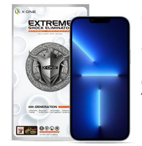 X-ONE Extreme Shock Eliminator 4th gen. matt kijelzővédő edzett üvegfólia iPhone 13 Pro Max/14 Plus