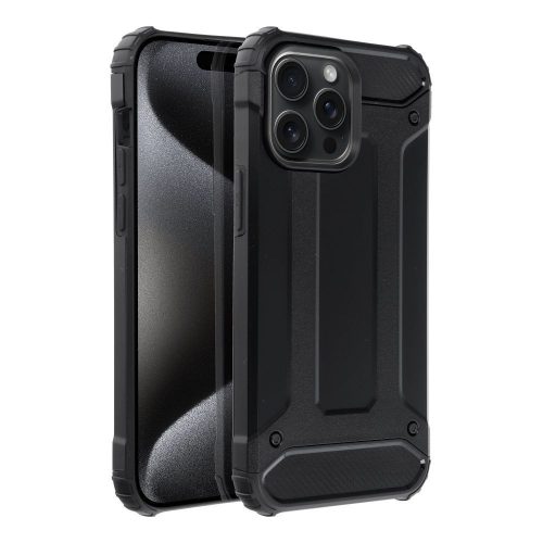 Hybrid Armor Tough Rugged ütésálló tok iPhone 15 Pro Max, fekete