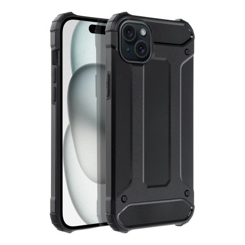 Hybrid Armor Tough Rugged ütésálló tok iPhone 15 Plus, fekete