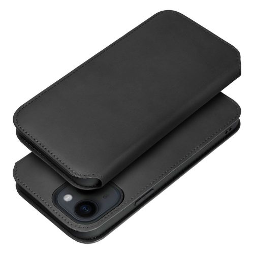 DUAL POCKET Book oldalra nyíló tok iPhone 15, fekete