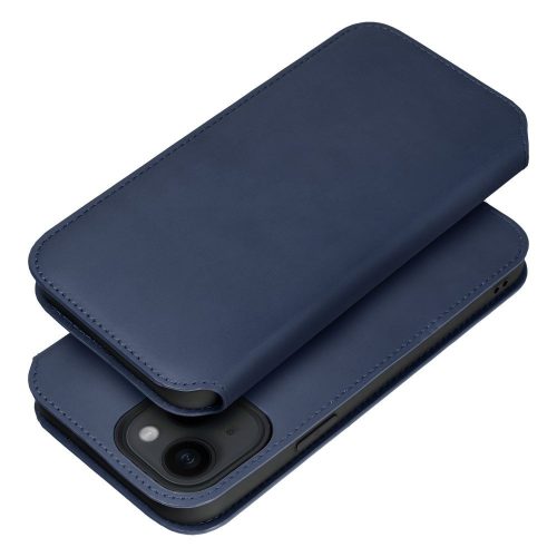 DUAL POCKET Book oldalra nyíló tok iPhone 15 Plus, sötétkék