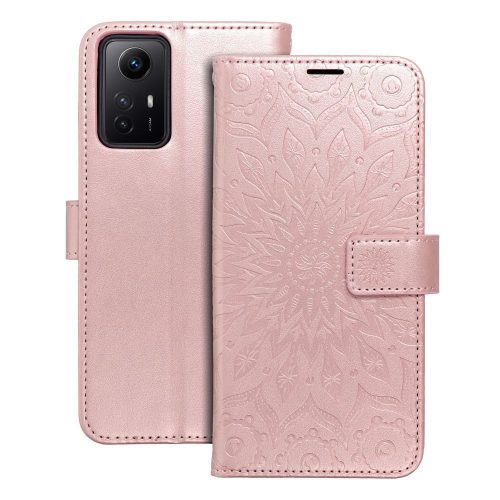 MEZZO Book case, oldalra nyíló tok XIAOMI Redmi Note 12S mandala, rozéarany