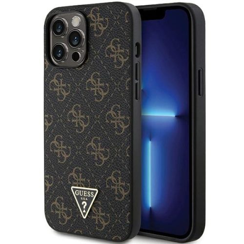 Guess 4G Triangle Metal Logo hátlap, tok iPhone 14 Pro, fekete