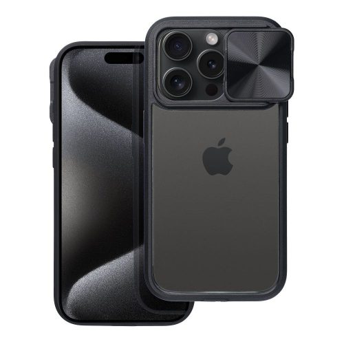 SLIDER kameravédős, ütésálló tok iPhone 14 Pro Max, fekete