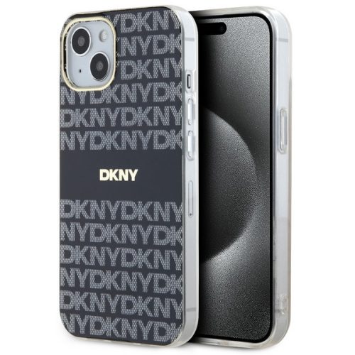 DKNY case for IPHONE 14 Magsafe hátlap, tok DKHMP14SHRHSEK Repeat Texture Pattern W/ Stripe, fekete