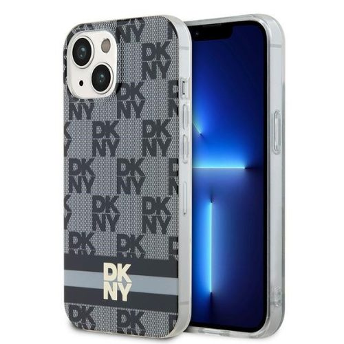 DKNY case for IPHONE 14 Magsafe hátlap, tok DKHMP14SHCPTSK Checkered Pattern W/Printed Stripes, fekete