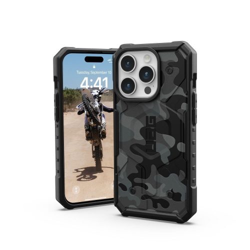 UAG – Pathfinder Magsafe iPhone 15 Pro hátlap, tok, camo, sötétszürke