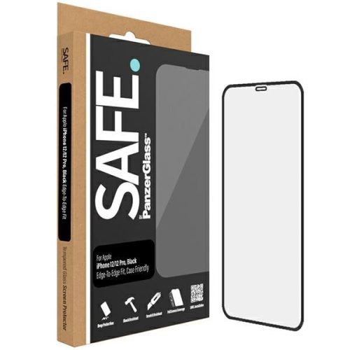 SAFE by PanzerGlass iPhone 12/12 Pro kijelzővédő üvegfólia Edge-to-Edge, fekete