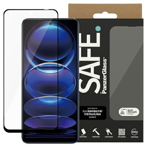 SAFE by PanzerGlass Xiaomi Redmi Note 12 5G/12 4G/Poco X5 Ultra-Wide Fit kijelzővédő üvegfólia ultra-széles illeszkedés, fekete