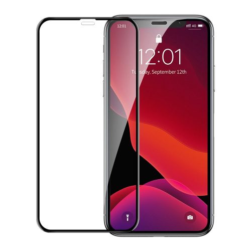 Baseus 2db 3D Full Screen Tempered Glass iPhone 11/XR 0,23mm, edzett üvegfólia, törésálló kerettel, 9H keménységű, fekete