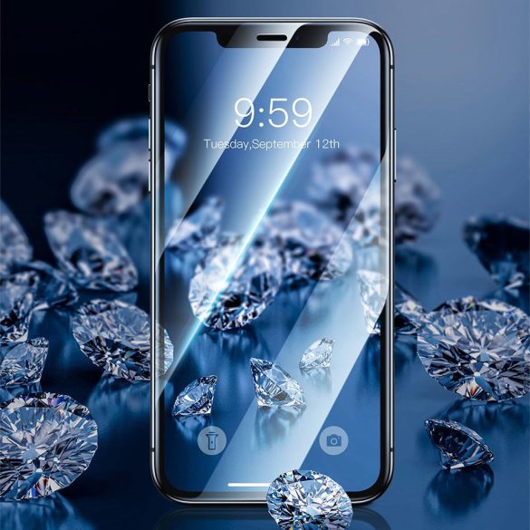 Baseus 3D Full Screen Tempered Glass iPhone 11 Pro Max/Xs Max 0,23mm,teljes kijelzős üvegfólia, törésálló kerettel, 9H keménységű, fekete