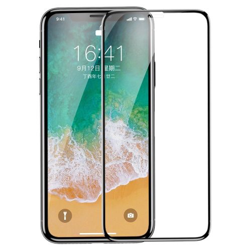 Baseus 3D Full Screen Tempered Glass iPhone 11 Pro/X/Xs 0,33mm, teljes kijelzős edzett üvegfólia, 9H keménységű, fekete