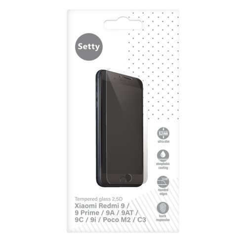 Setty edzett üvegfólia (nem teljes kijelzős) 2,5 D Xiaomi Redmi 9/9 Prime/9A/9AT/9C/9i/Poco M2