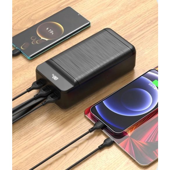 XO PR160 Power bank hordozható külső akkumulátor, 80000mAh, QC-22.5W / PD-20W, fekete