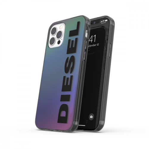 Diesel Snap Case Holographic Black Logo iPhone 12/12 Pro hátlap, tok, mintás, színes