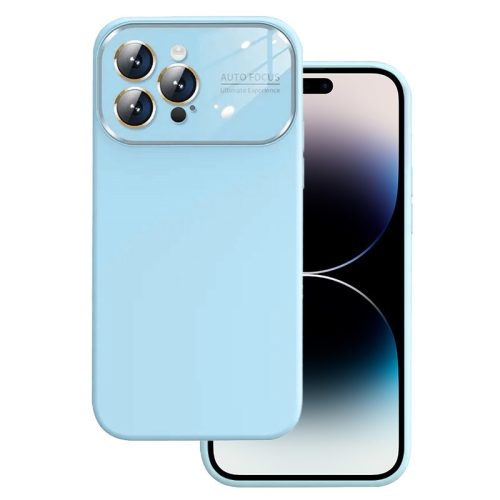 Soft Silicone Lens Case for iPhone 15 Plus hátlap, tok, világoskék