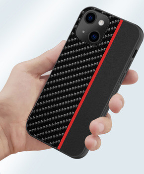 Carbon Case Red Stripe Xiaomi Redmi 9A/9AT/9i hátlap, tok, fekete