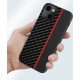 Carbon Case Red Stripe Xiaomi Redmi 9A/9AT/9i hátlap, tok, fekete