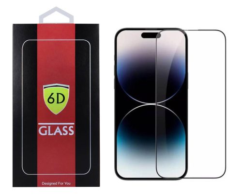 iPhone 15 Plus 6D Full Glue teljes kijelzős edzett üvegfólia (tempered glass) 9H keménységű, fekete