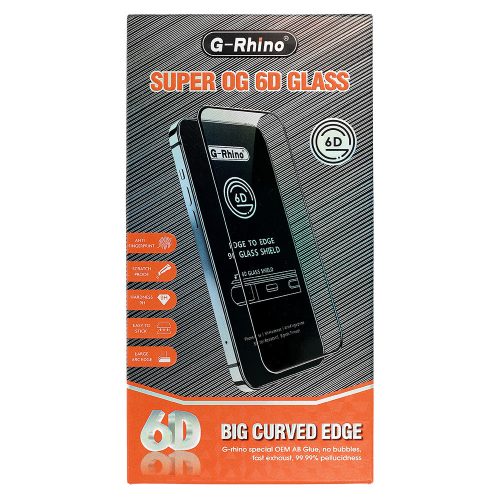 G-Rhino iPhone 12/12 Pro 5D Full Glue teljes kijelzős edzett üvegfólia (tempered glass) 9H keménységű, fekete